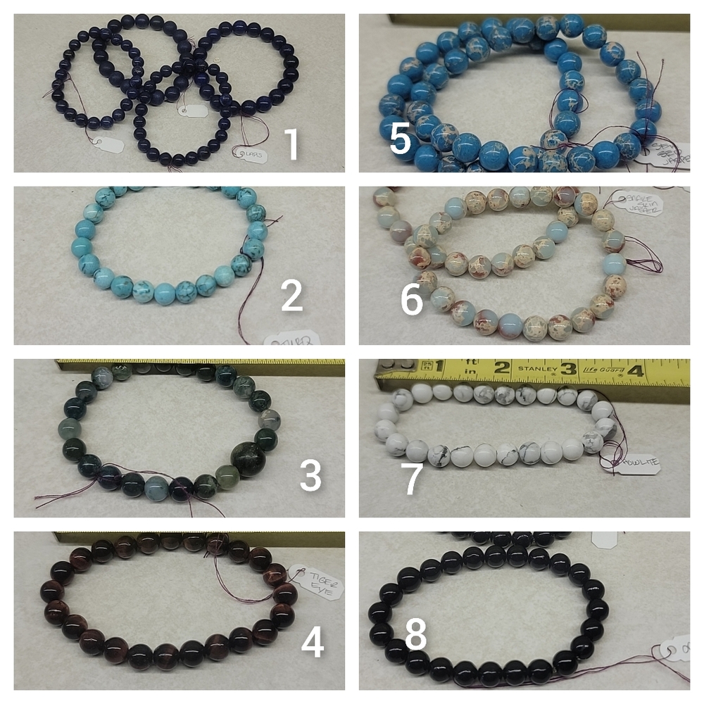 Stone bracelets, $10 each